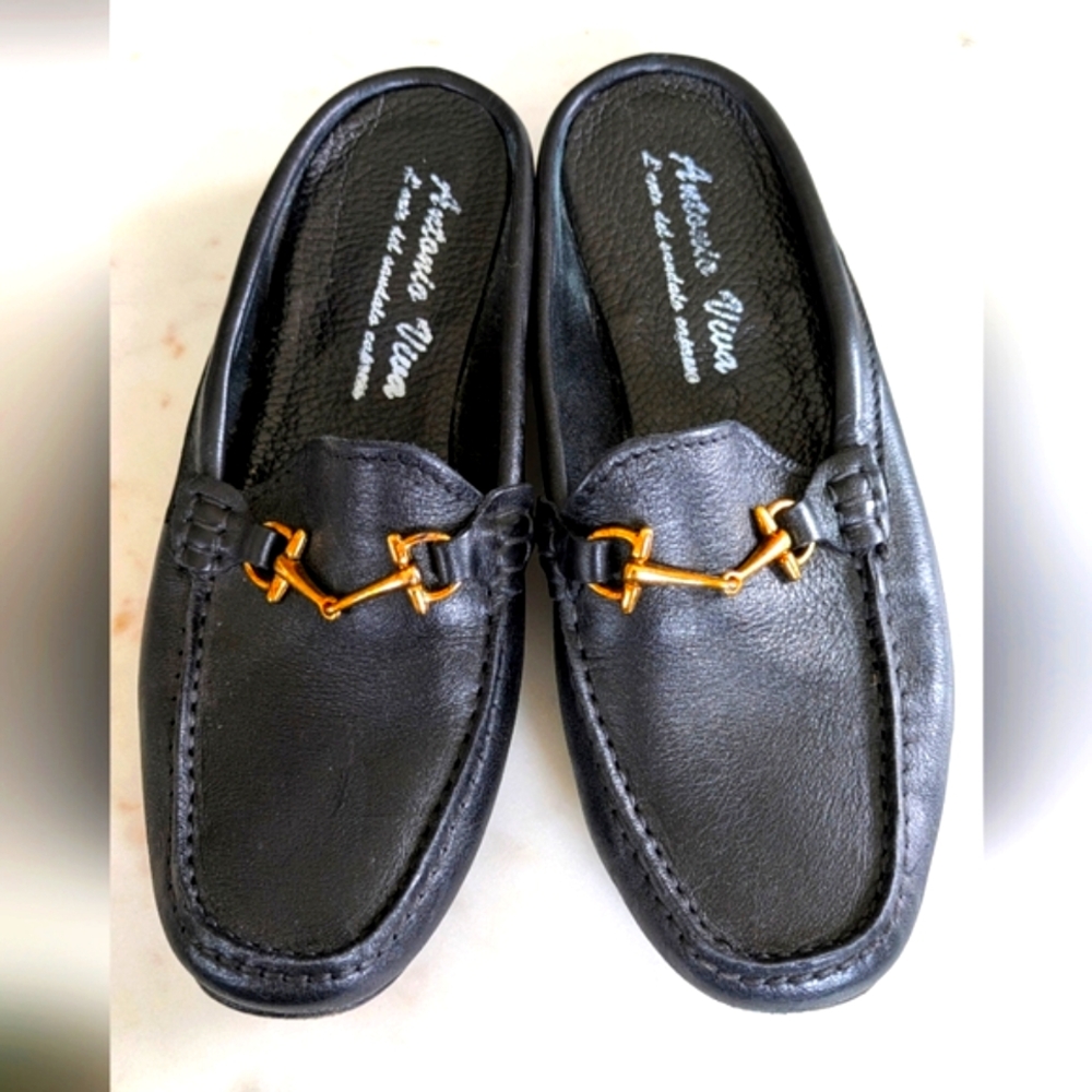 Italian, Handmade On Capri By Antonio Viva Leather Loafer Mules - Picture 3 of 5